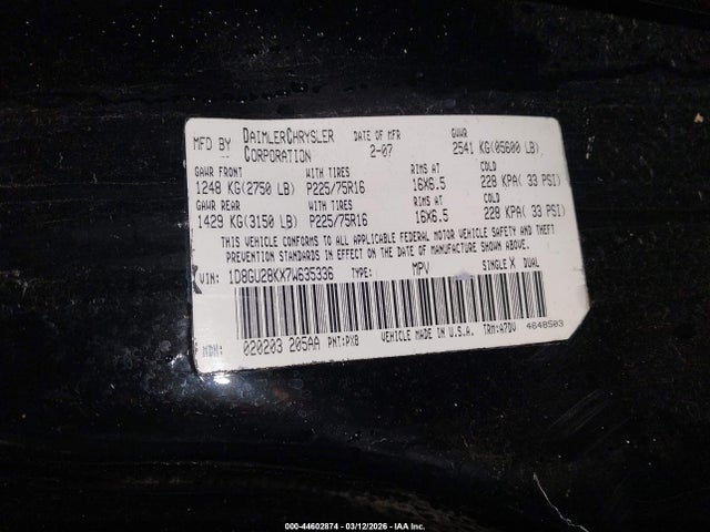 Aukcja sprzedaży 2007 Dodge Nitro Sxt, vin: 1D8GU28KX7W635336, numer aukcji: 44602874