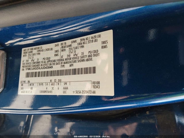 2018 FORD ESCAPE 1FMCU0GDXJUD43849 Photo 8