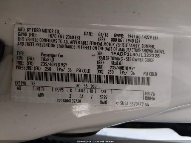 1FADP3L90JL322328 Ford FOCUS ST