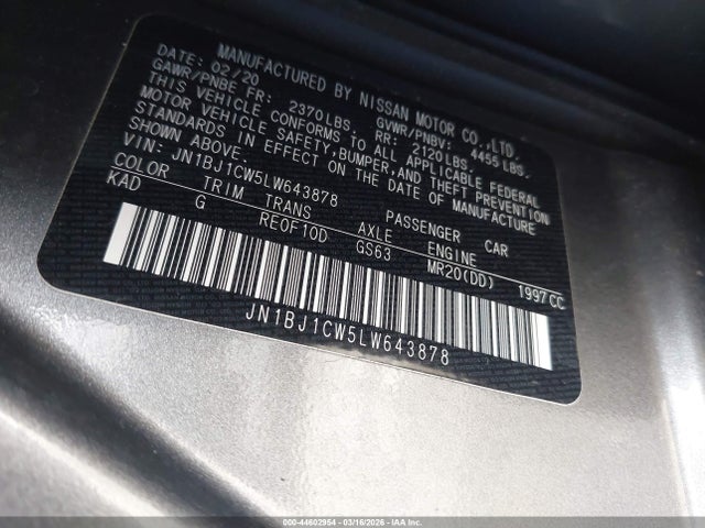 JN1BJ1CW5LW643878 Nissan Rogue Sport S Awd Xtronic Cvt