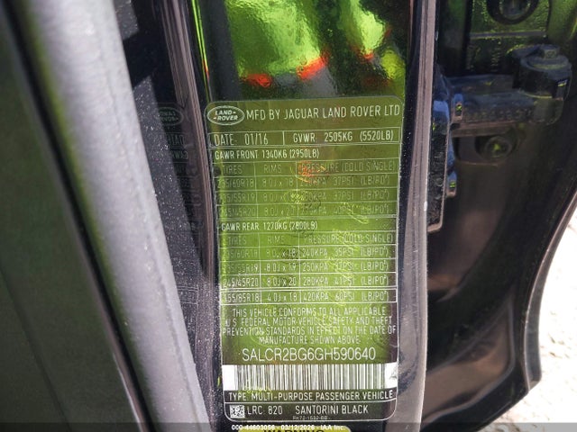 SALCR2BG6GH590640 Land Rover Discovery Sport Hse