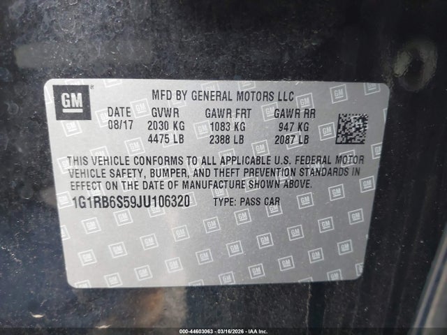 1G1RB6S59JU106320 Chevrolet Volt Premier