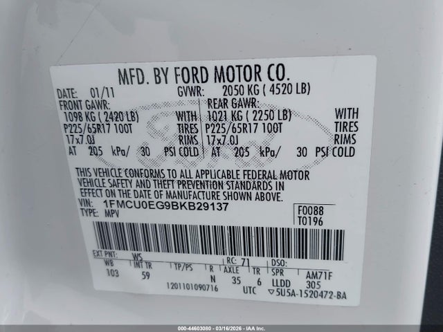 2011 FORD ESCAPE 1FMCU0EG9BKB29137 Photo 8