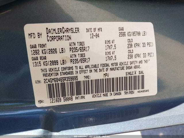 2005 CHRYSLER PACIFICA 2C4GM68465R359895 Photo 8