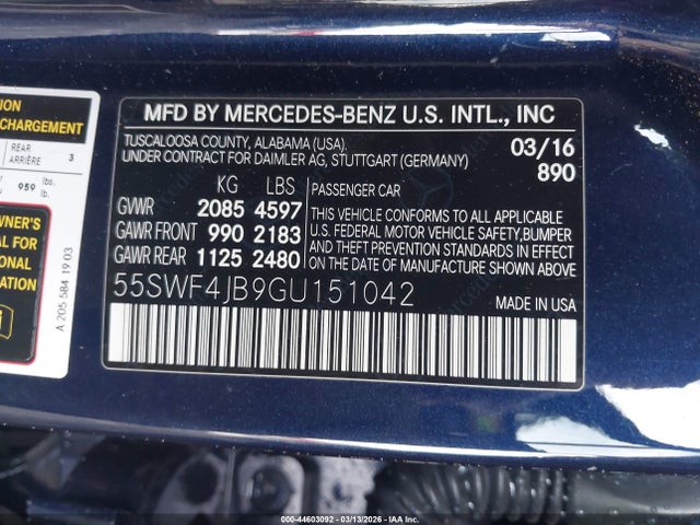 55SWF4JB9GU151042 Mercedes-Benz C 300