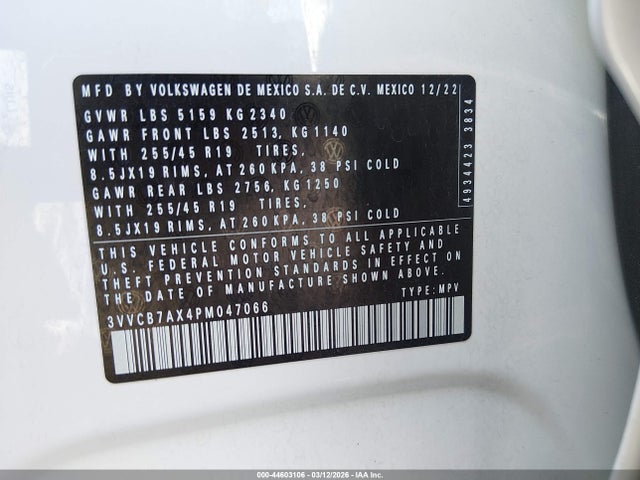 Aukcja sprzedaży 2023 Volkswagen Tiguan 2.0t Se R-line Black, vin: 3VVCB7AX4PM047066, numer aukcji: 44603106