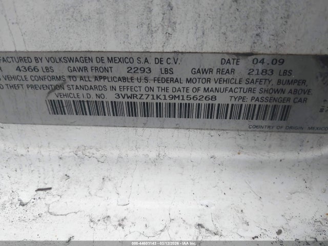 2009 VOLKSWAGEN JETTA 3VWRZ71K19M156268 Photo 8