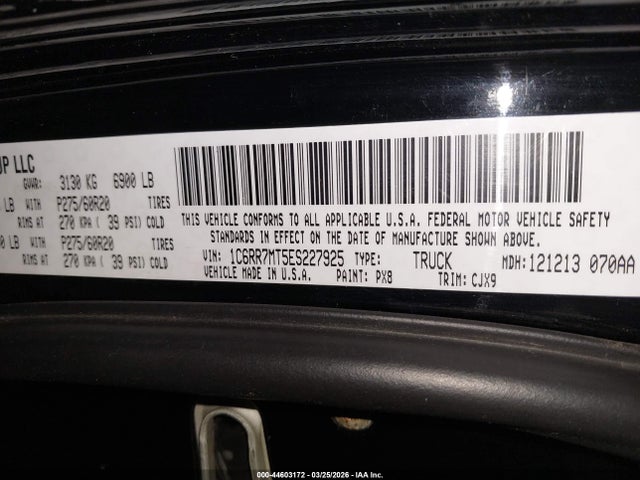 Продажа на аукционе авто 2014 Ram 1500 Sport, vin: 1C6RR7MT5ES227925, номер лота: 44603172