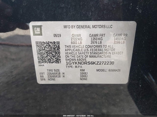 Продажа на аукционе авто 2019 Cadillac Xt5 Luxury, vin: 1GYKNDRS6KZ272230, номер лота: 44603257