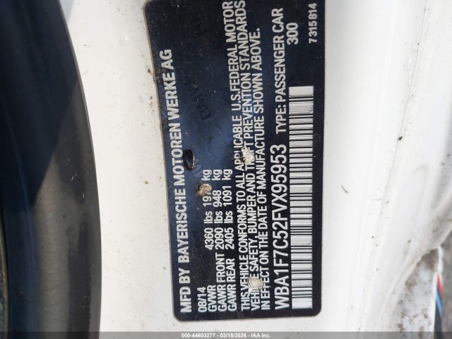 44603277 :رقم المزاد ، WBA1F7C52FVX95953 vin ، 2015 Bmw 228i Xdrive مزاد بيع