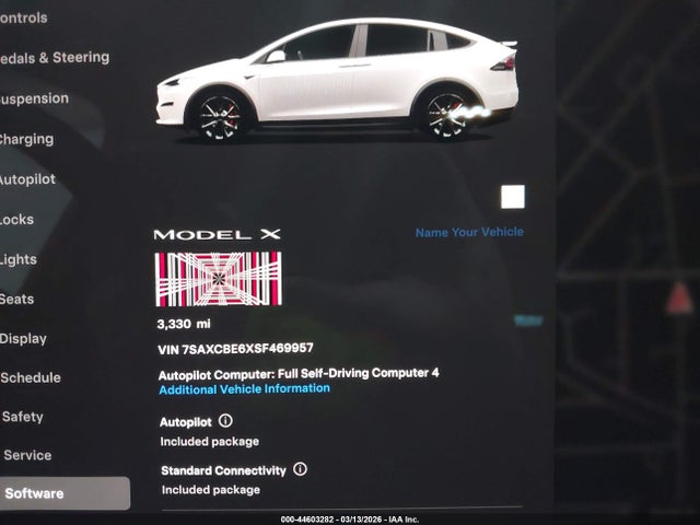 Aukcja sprzedaży 2025 Tesla Model X Plaid, vin: 7SAXCBE6XSF469957, numer aukcji: 44603282