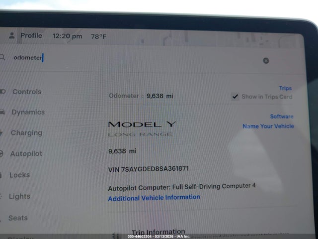 Продаж на аукціоні авто 2025 Tesla Model Y Long Range Dual Motor Rear-wheel Drive, vin: 7SAYGDED8SA361871, номер лоту: 44603304