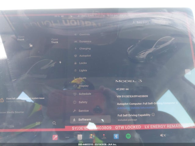 Продажа на аукционе авто 2023 Tesla Model 3 Rear-wheel Drive, vin: 5YJ3E1EA1PF403809, номер лота: 44603310