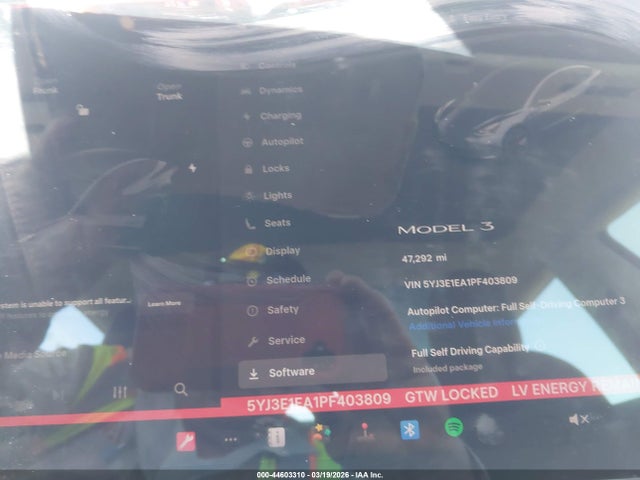 Продажа на аукционе авто 2023 Tesla Model 3 Rear-wheel Drive, vin: 5YJ3E1EA1PF403809, номер лота: 44603310