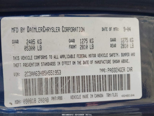 2005 CHRYSLER 300C 2C3AA63H85H551953 Photo 8