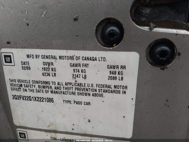 1999 PONTIAC FIREBIRD 2G2FV22G1X2221086 Photo 8