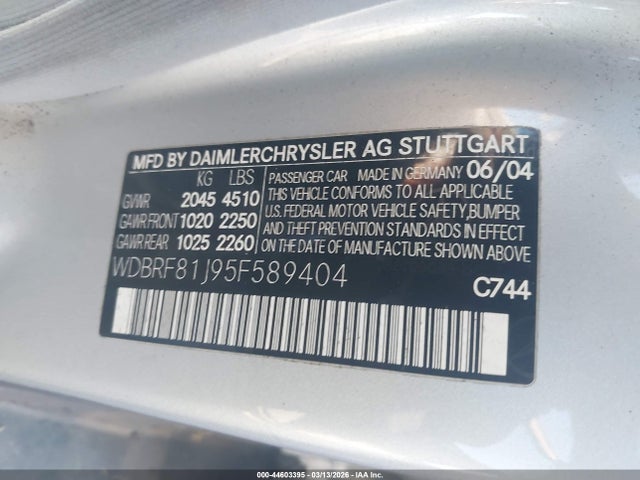 Продажа на аукционе авто 2005 Mercedes-benz C 240 Luxury 4matic, vin: WDBRF81J95F589404, номер лота: 44603395