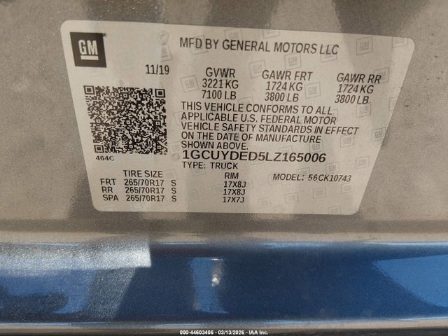 1GCUYDED5LZ165006 Chevrolet Silverado 1500 4wd Standard Bed Lt