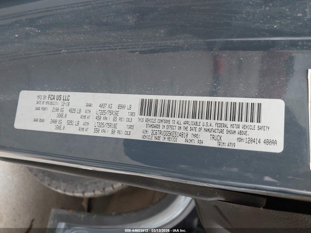 Продаж на аукціоні авто 2019 Ram Promaster 2500, vin: 3C6TRVDG5KE514810, номер лоту: 44603412