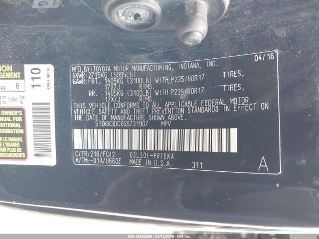 2016 TOYOTA SIENNA 5TDKK3DCXGS731907 Photo 8