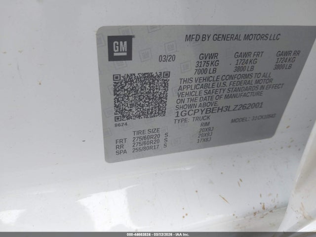 1GCPYBEH3LZ262001 Chevrolet Silverado 1500 4wd Short Bed Custom