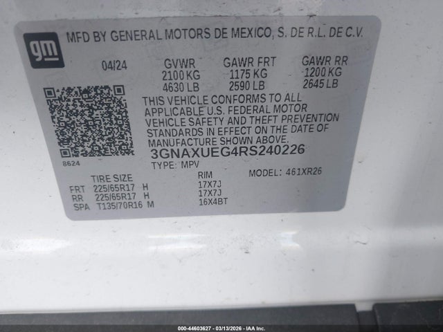 3GNAXUEG4RS240226 Chevrolet Equinox Awd Lt