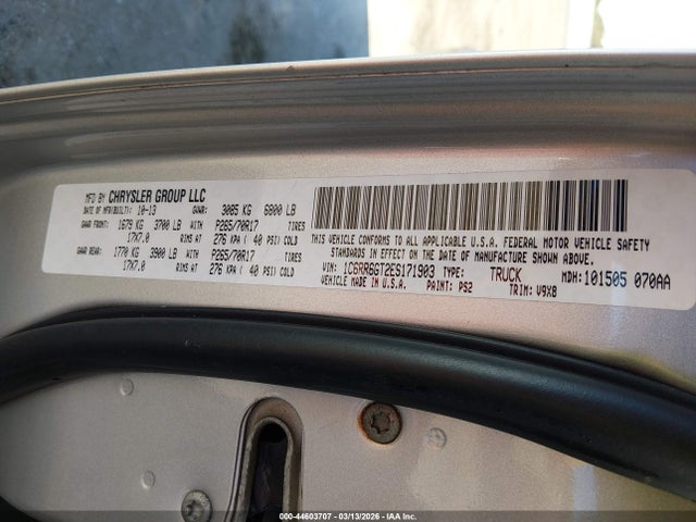 2014 Ram 1500 Slt მანქანა იყიდება აუქციონზე, vin: 1C6RR6GT2ES171903, აუქციონის ნომერი: 44603707