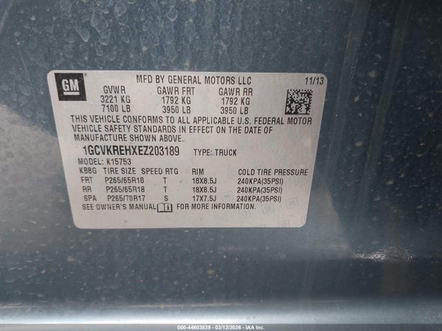 44603829 :رقم المزاد ، 1GCVKREHXEZ203189 vin ، 2014 Chevrolet Silverado 1500 1lt مزاد بيع