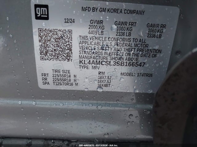 44603870 :رقم المزاد ، KL4AMCSL3SB166547 vin ، 2025 Buick Encore Gx Preferred Awd مزاد بيع