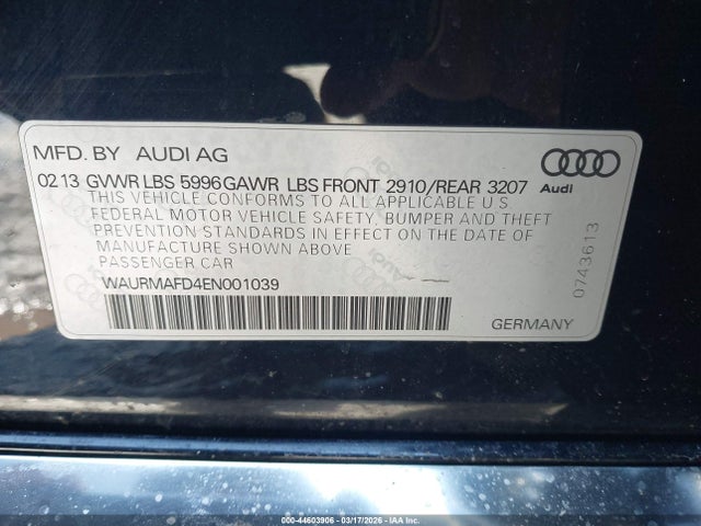 Продажа на аукционе авто 2014 Audi A8 L 3.0 Tdi, vin: WAURMAFD4EN001039, номер лота: 44603906