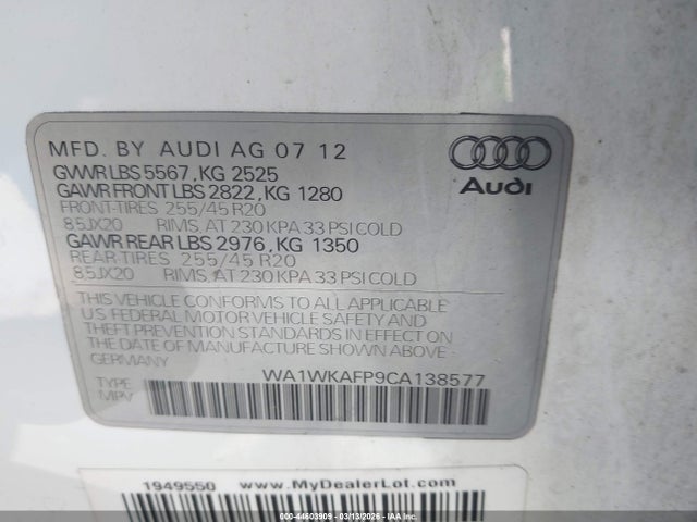 2012 AUDI Q5 WA1WKAFP9CA138577 Photo 8