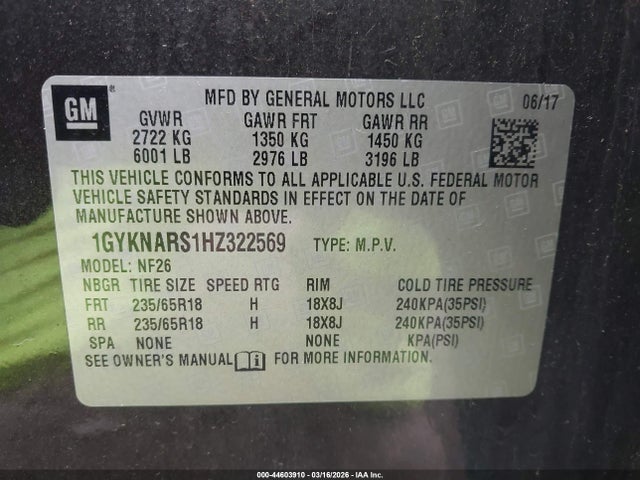 2017 CADILLAC XT5 1GYKNARS1HZ322569 Photo 8