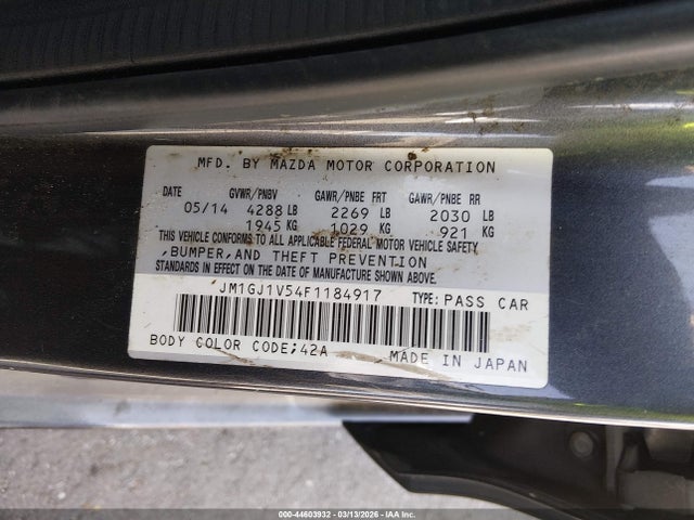 Продаж на аукціоні авто 2015 Mazda Mazda6 I Touring, vin: JM1GJ1V54F1184917, номер лоту: 44603932