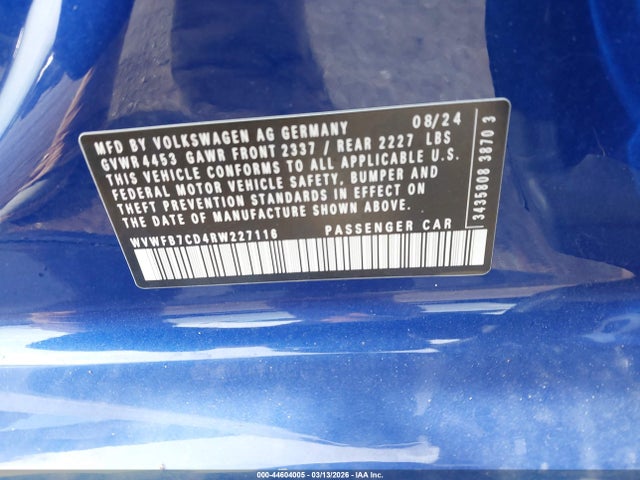 2024 VOLKSWAGEN GOLF R WVWFB7CD4RW227116 Photo 8