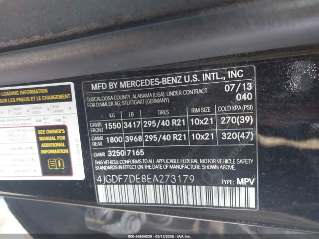 Продажа на аукционе авто 2014 Mercedes-benz Gl-class Gl 550, vin: 4JGDF7DE8EA273179, номер лота: 44604039