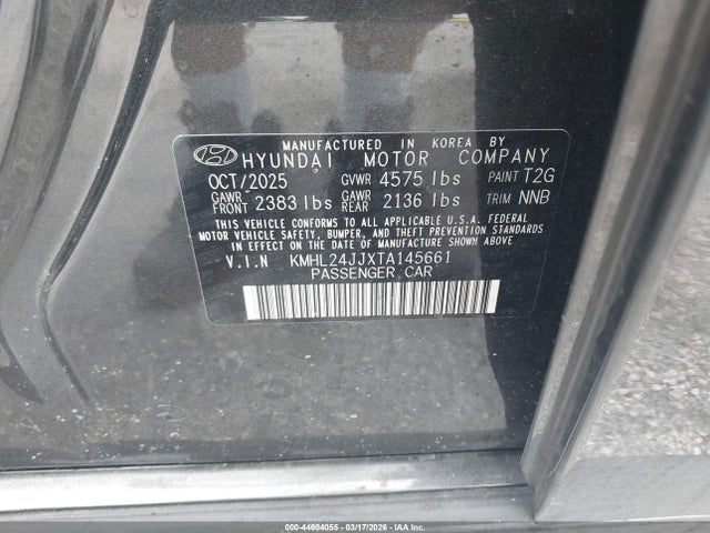 Aukcja sprzedaży 2026 Hyundai Sonata Hybrid Blue, vin: KMHL24JJXTA145661, numer aukcji: 44604055