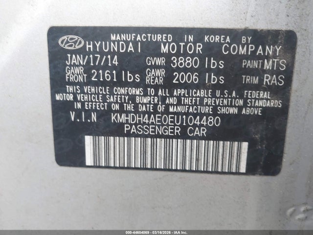 Hyundai ELANTRA SE 2014 KMHDH4AE0EU104480 Image 9
