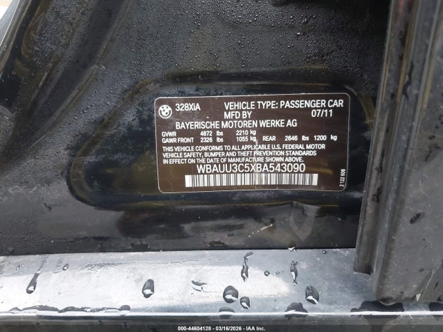 Продажа на аукционе авто 2011 Bmw 328i Xdrive, vin: WBAUU3C5XBA543090, номер лота: 44604128