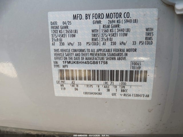 1FMUK8HH4SGB81758 Ford Explorer Platinum