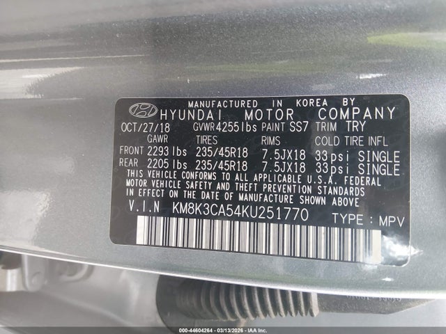 Hyundai Kona Limited 2019 KM8K3CA54KU251770 Image 9