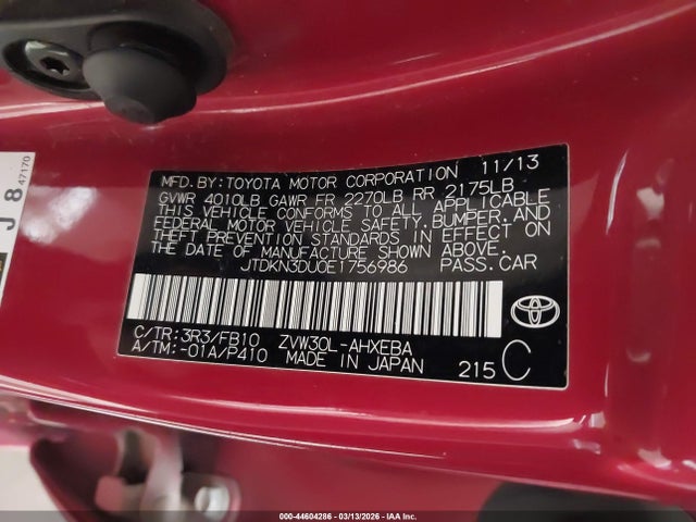 Toyota Prius Two 2014 JTDKN3DU0E1756986 Image 9