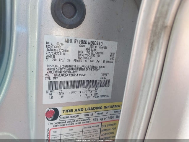 2017 FORD EXPEDITION EL 1FMJK2AT2HEA13040 Photo 8