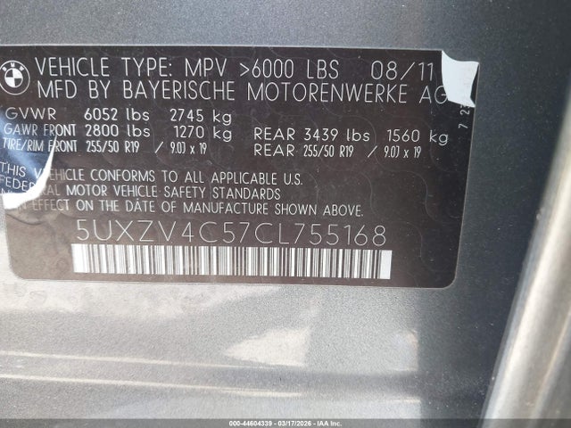 2012 BMW X5 5UXZV4C57CL755168 Photo 8