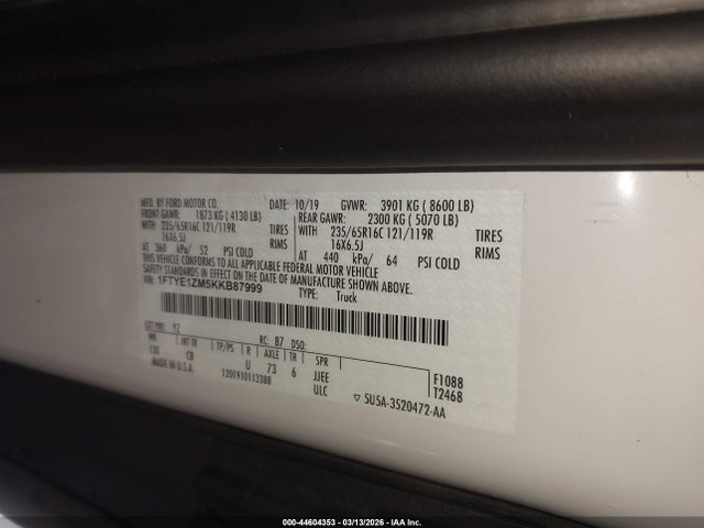 2019 FORD TRANSIT-150 1FTYE1ZM5KKB87999 Photo 8