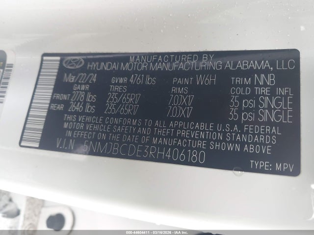 2024 HYUNDAI TUCSON 5NMJBCDE3RH406180 Photo 8