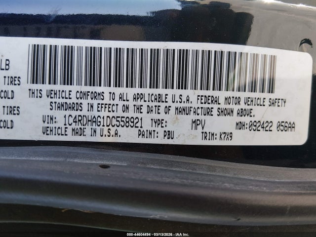 2013 Dodge Durango Sxt მანქანა იყიდება აუქციონზე, vin: 1C4RDHAG1DC558921, აუქციონის ნომერი: 44604494