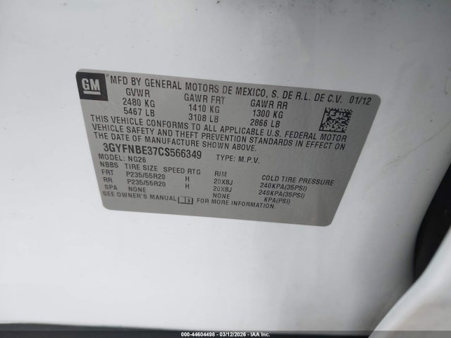 2012 CADILLAC SRX 3GYFNBE37CS566349 Photo 8