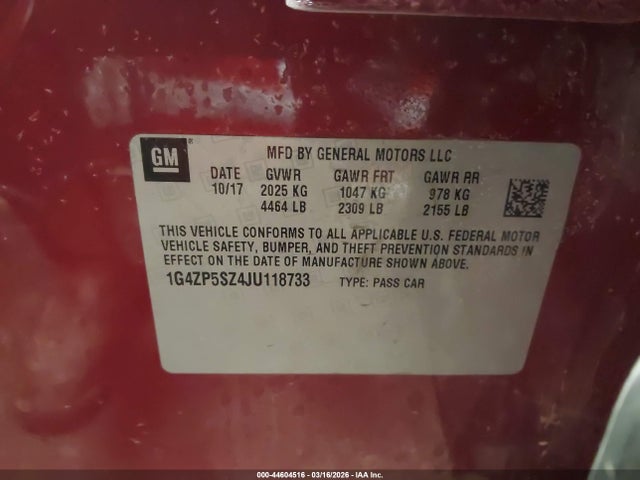 Aukcja sprzedaży 2018 Buick Lacrosse Essence, vin: 1G4ZP5SZ4JU118733, numer aukcji: 44604516