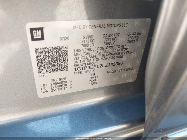 Продаж на аукціоні авто 2020 Gmc Sierra 1500 4wd  Short Box At4, vin: 1GTP9EEL2LZ332686, номер лоту: 44604521