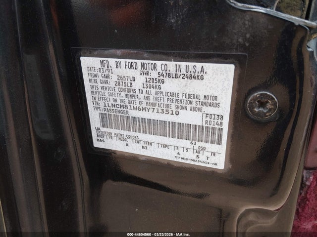 Продажа на аукционе авто 1991 Lincoln Town Car Executive, vin: 1LNCM81W6MY713510, номер лота: 44604560
